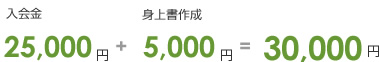 入会金25,000円+プロフィール
シート作成5,000円=30,000円